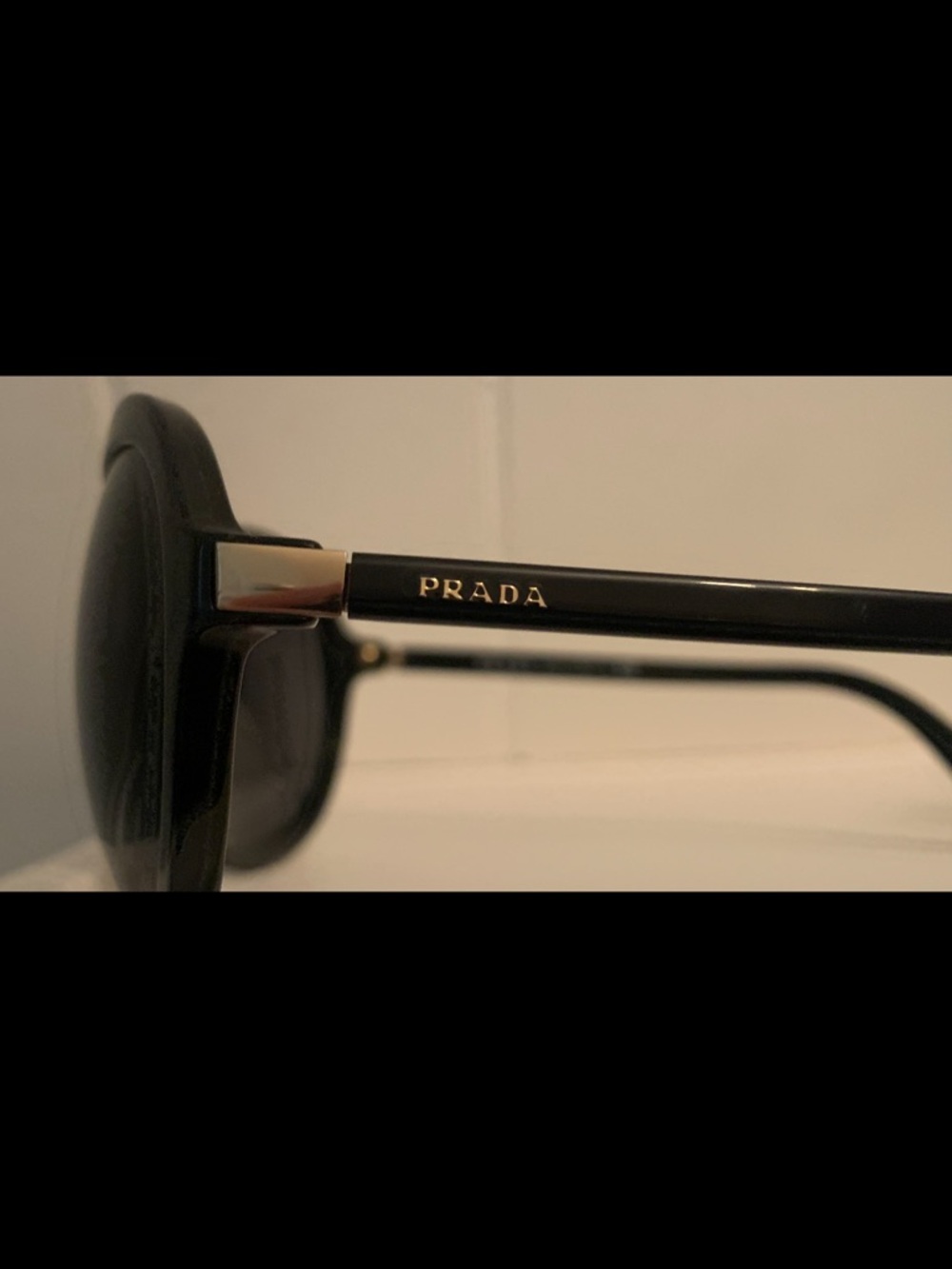 Prada Round Black Women's Sunglasses - Picture 4 of 9